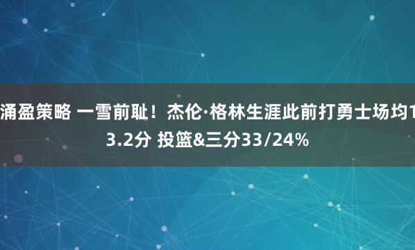涌盈策略 一雪前耻！杰伦·格林生涯此前打勇士场均13.2分 投篮&三分33/24%